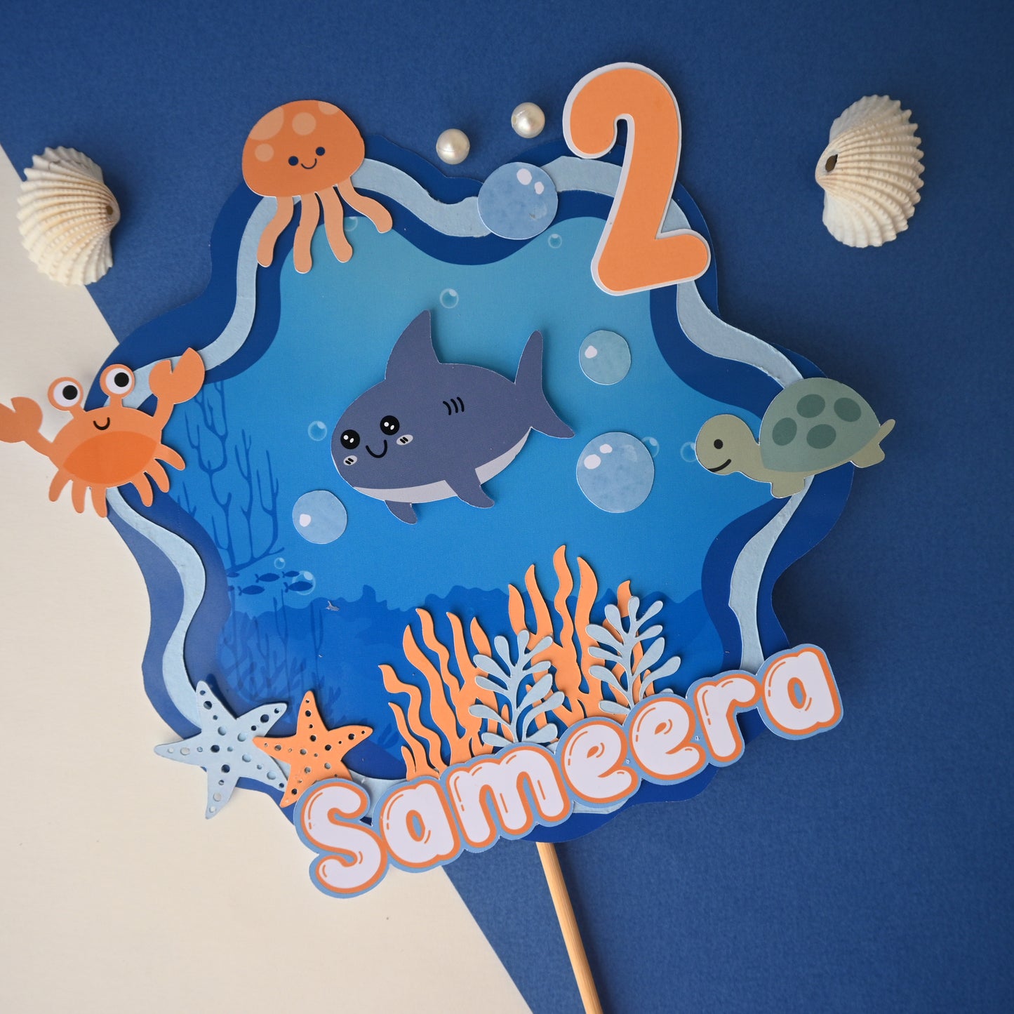 Under the Sea Cake Topper – Handcrafted Party Decoration
