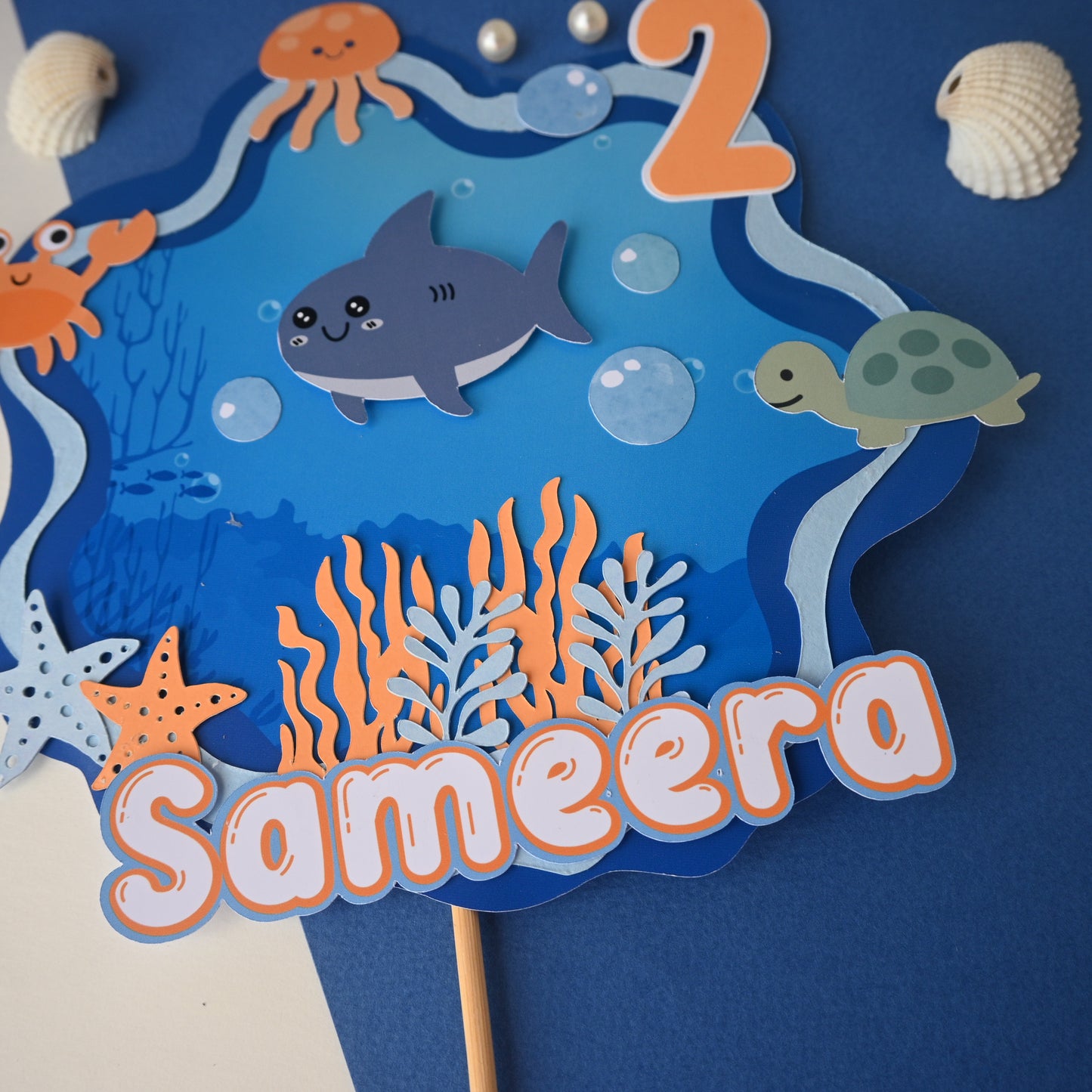 Under the Sea Cake Topper – Handcrafted Party Decoration