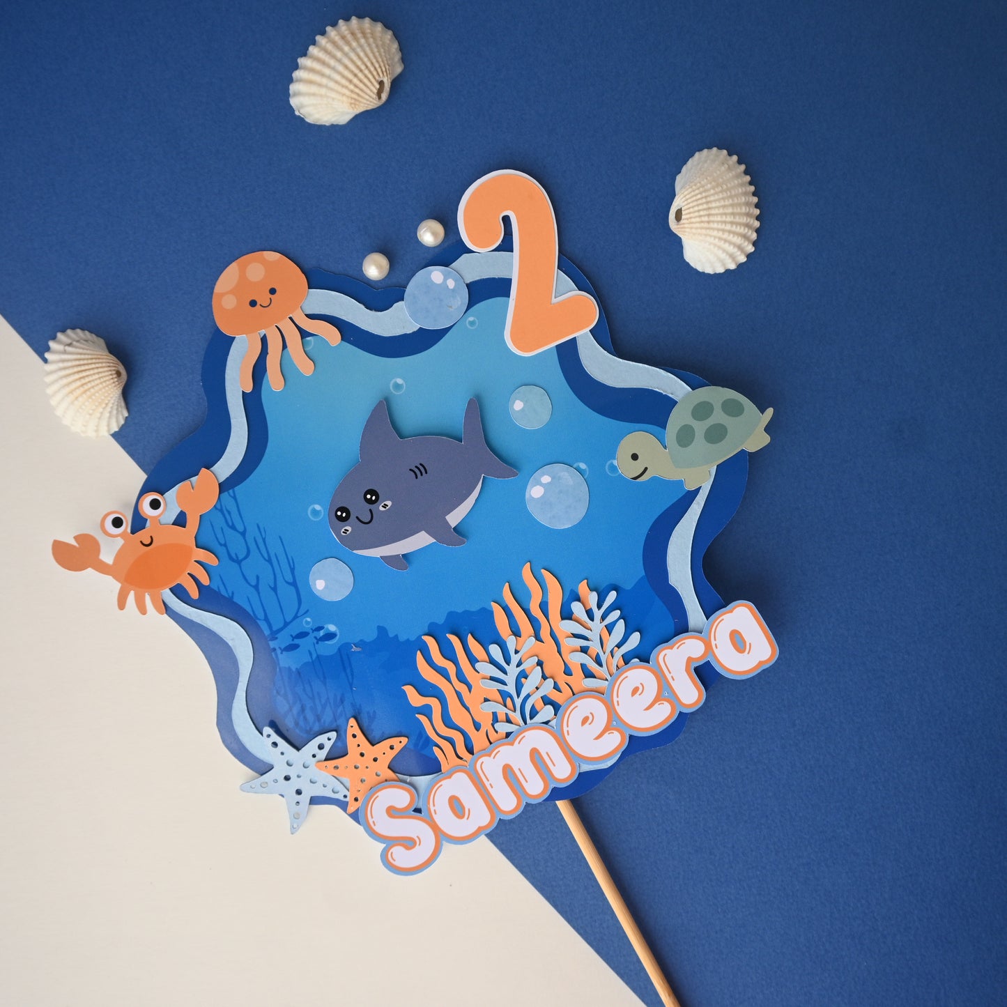 Under the Sea Cake Topper – Handcrafted Party Decoration