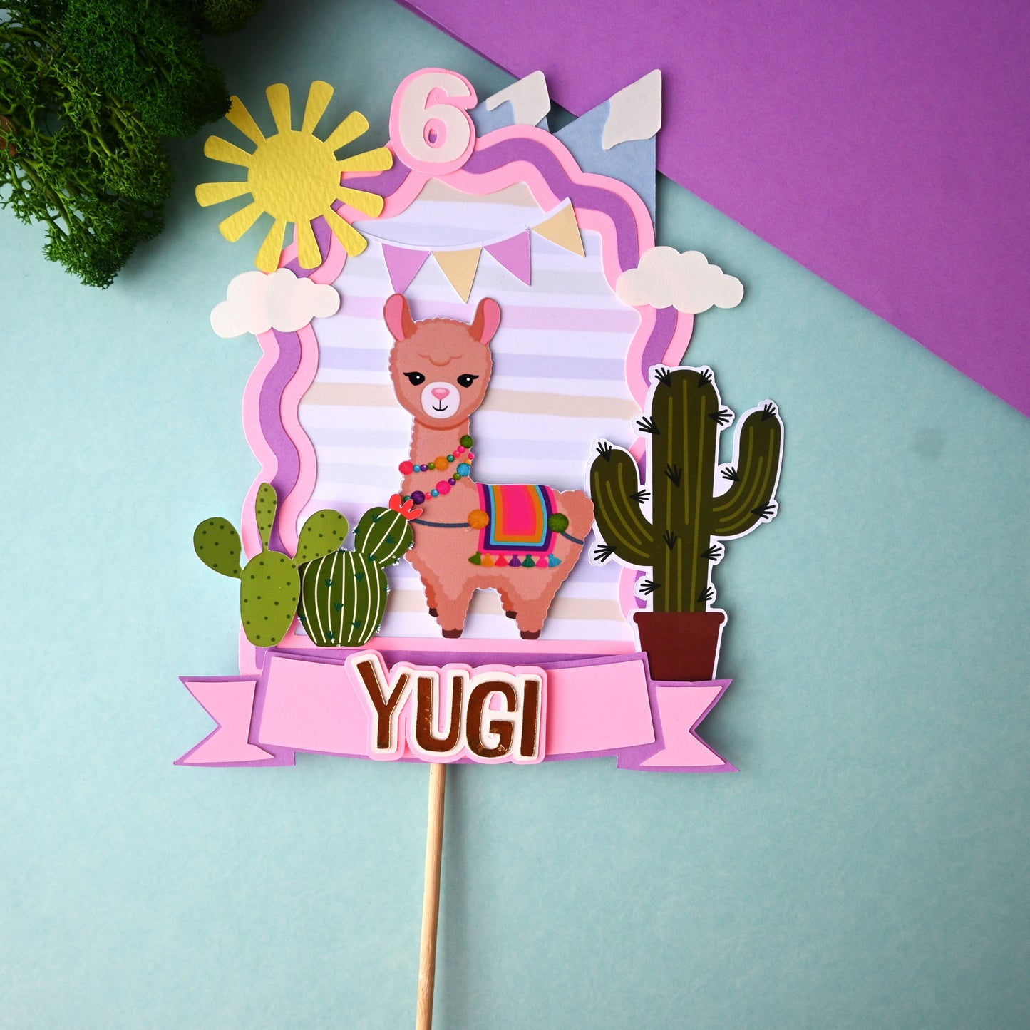 Llama Cake Topper – Handcrafted Party Decoration
