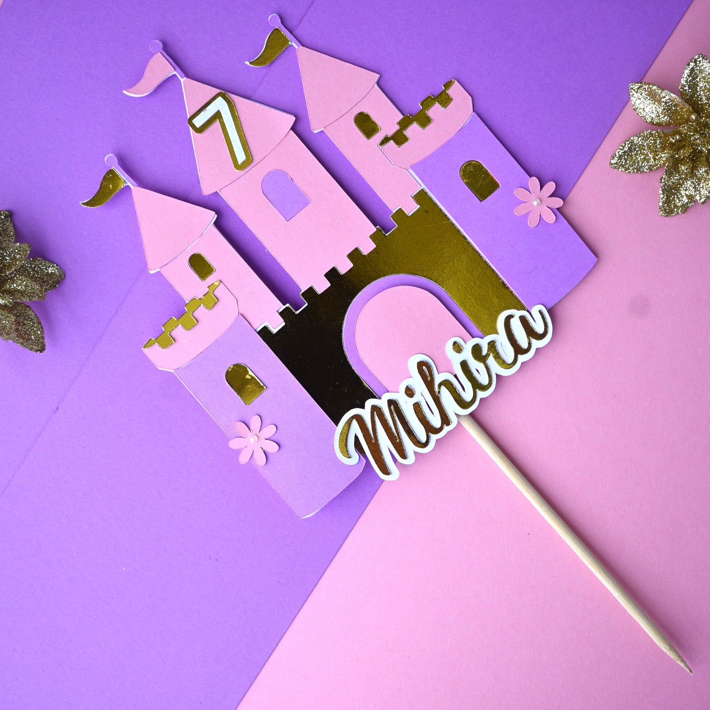 Princess Castle Cake Topper – Handcrafted Party Decoration