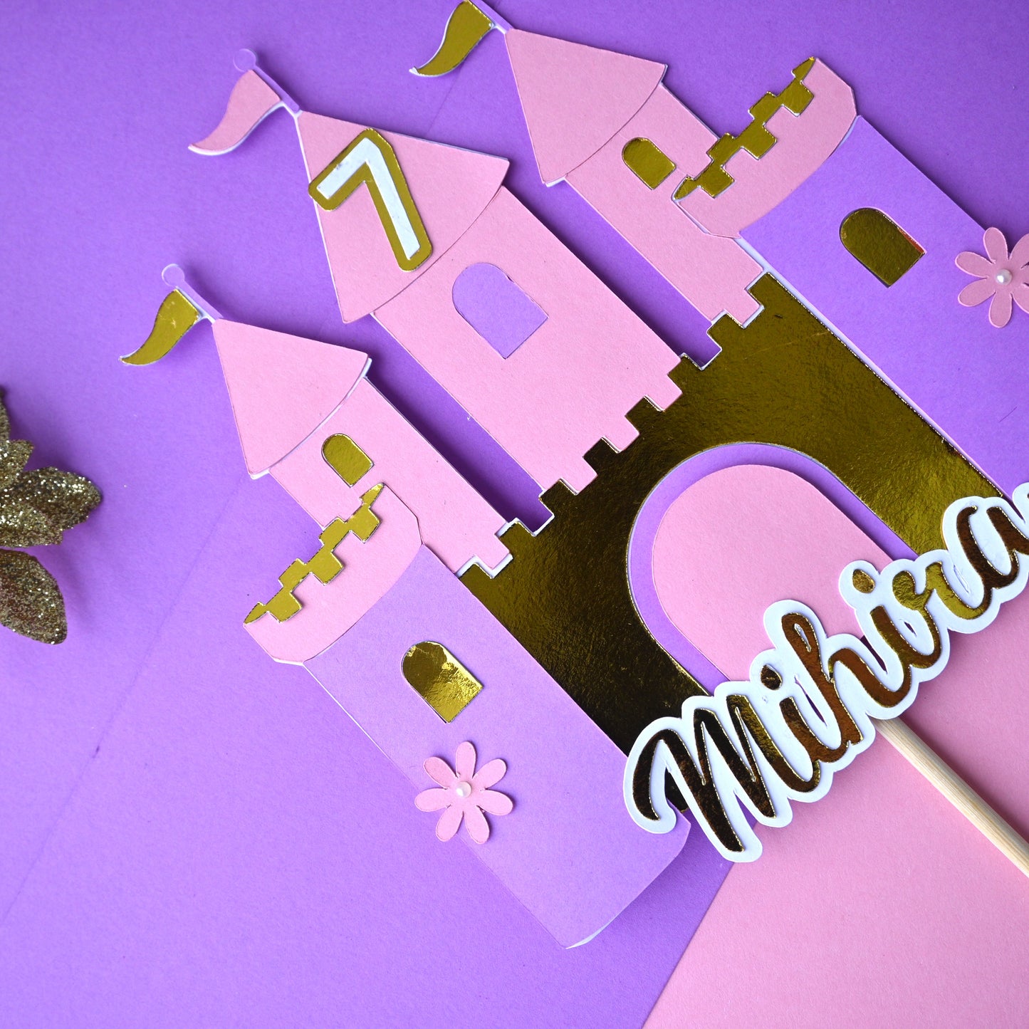 Princess Castle Cake Topper – Handcrafted Party Decoration