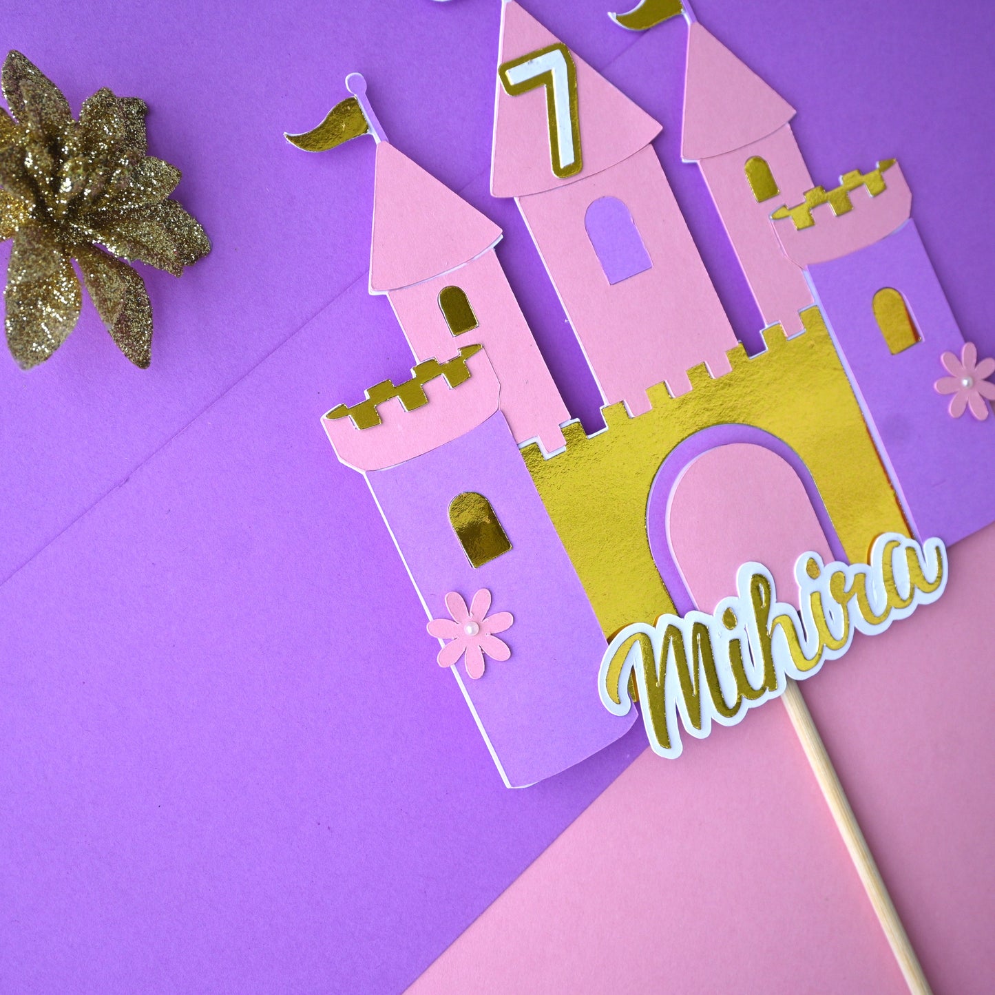 Princess Castle Cake Topper – Handcrafted Party Decoration