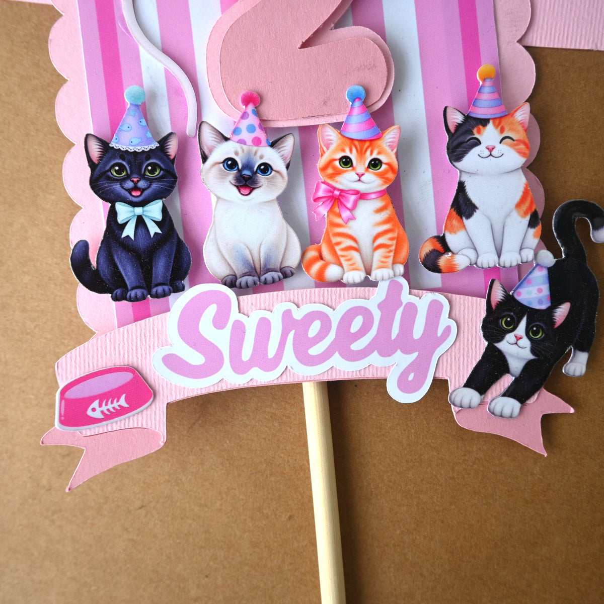 Handcrafted Cat Cake Topper
