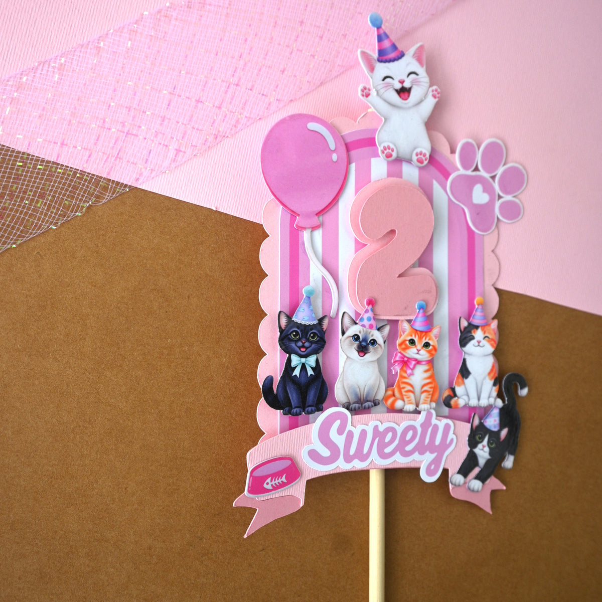 Handcrafted Cat Cake Topper