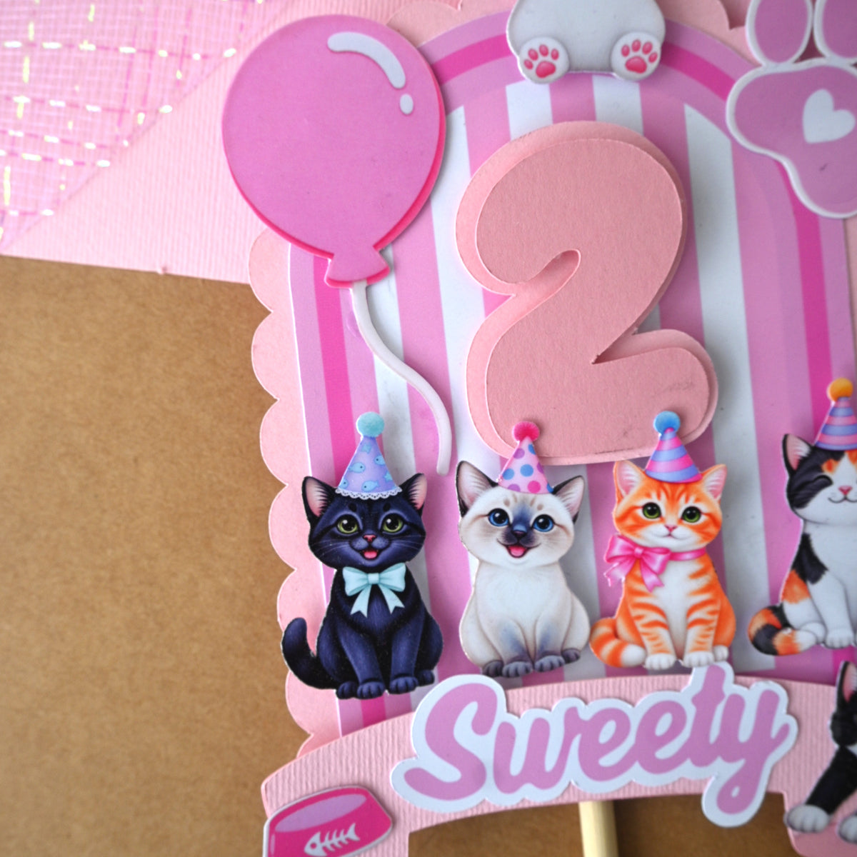 Handcrafted Cat Cake Topper