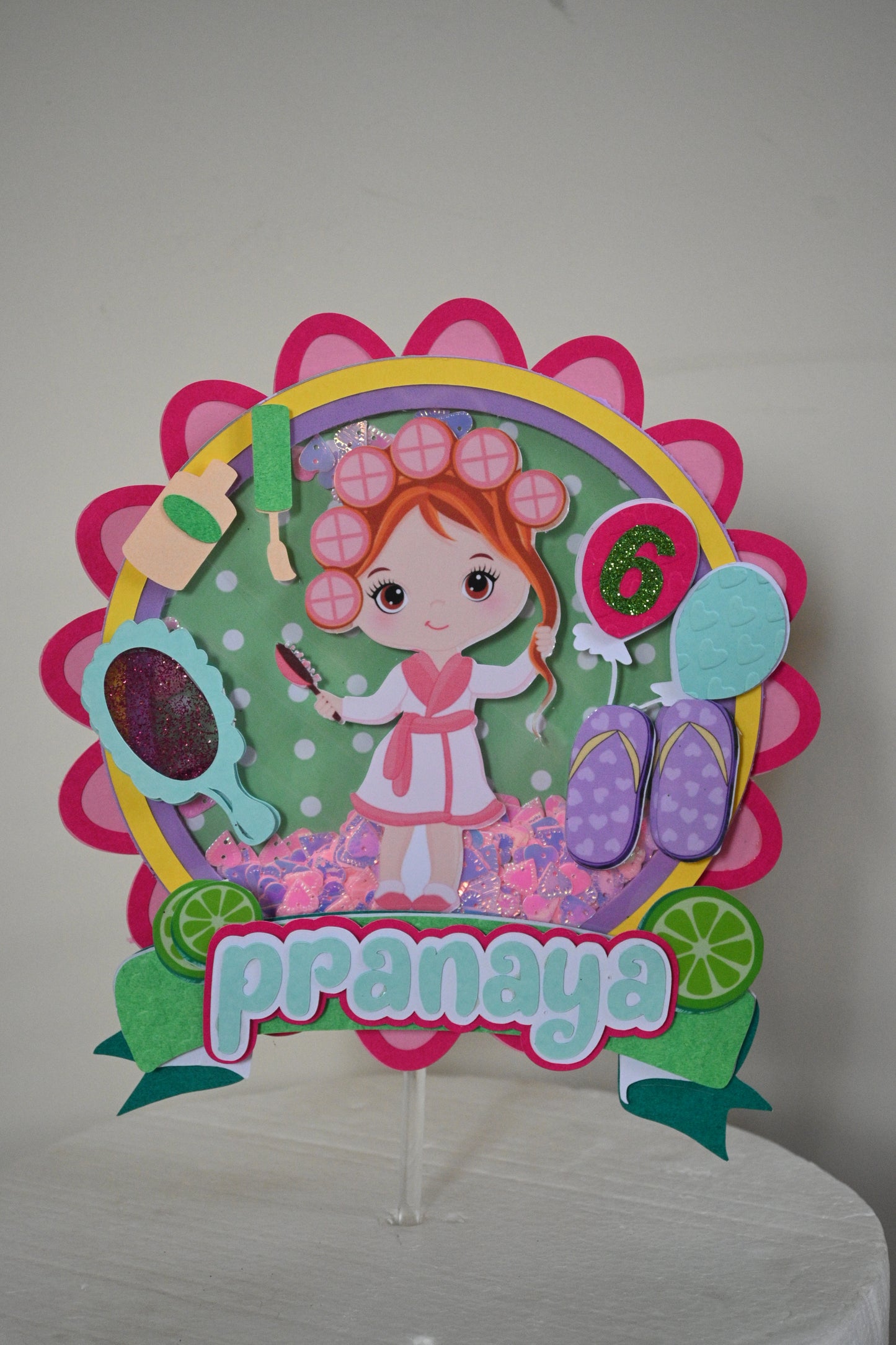 Handcrafted Spa Cake Topper - Customizable with Name and Age