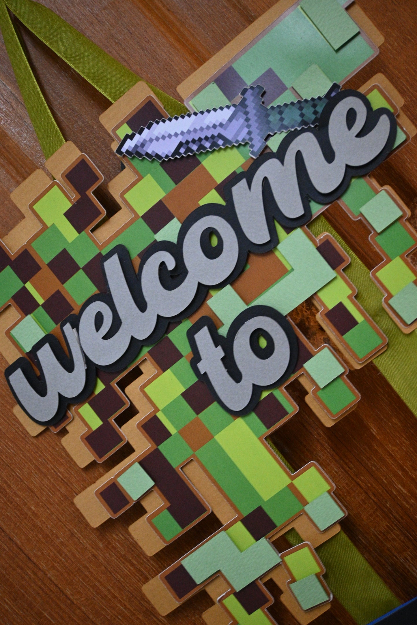 Minecraft Welcome Banner - Handcrafted Party Decoration