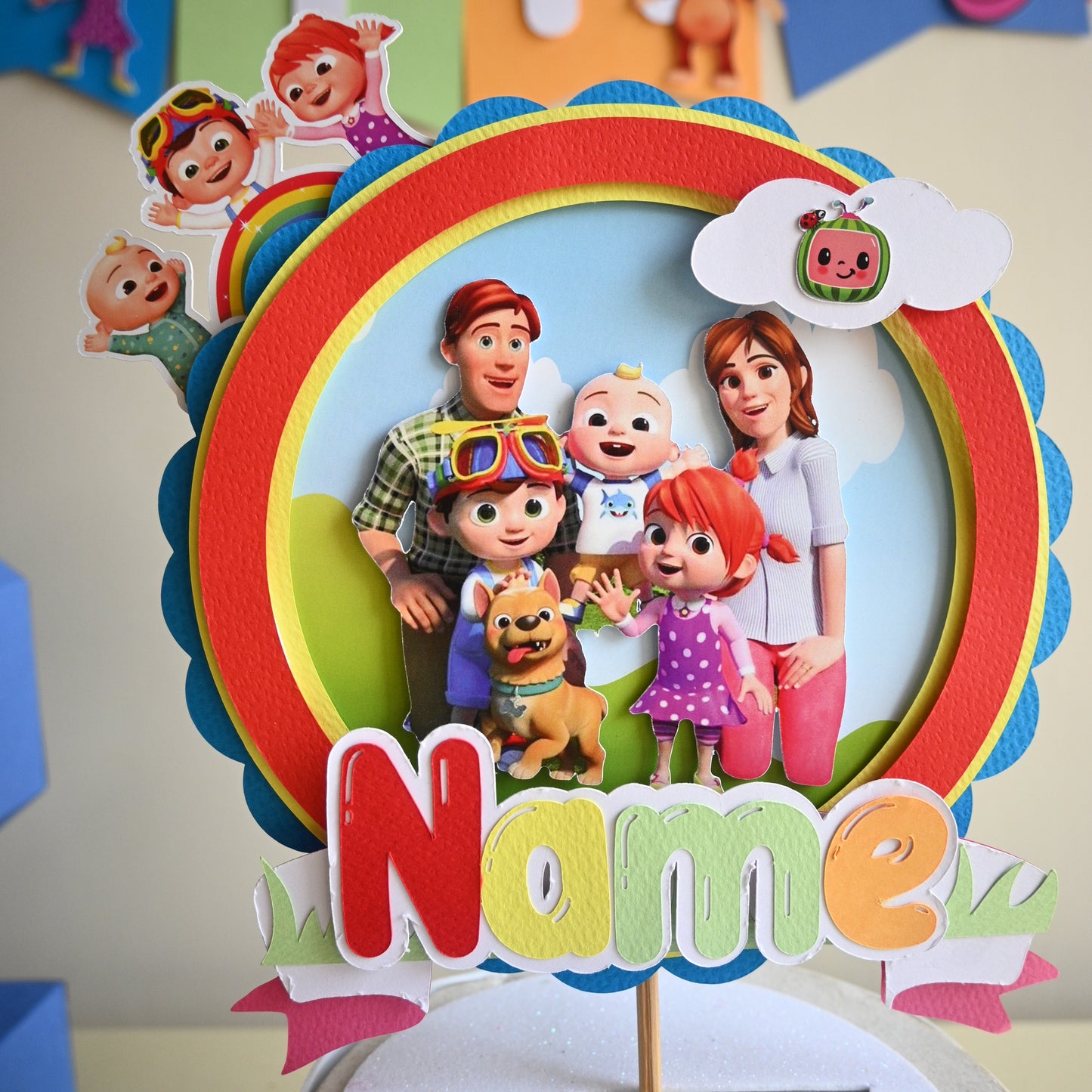 Cocomelon Party Pack - 3DLetter  Cake Topper,  & Banner