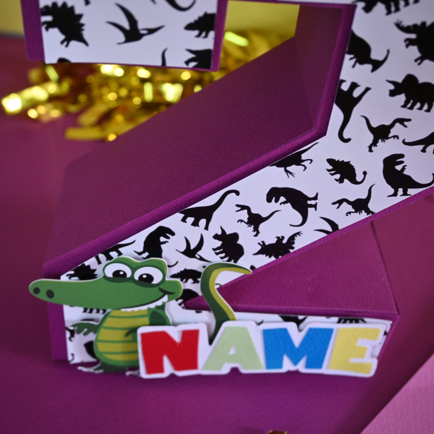 Dinosaur  Party Pack - 3DLetter  Cake Topper,  & Banner