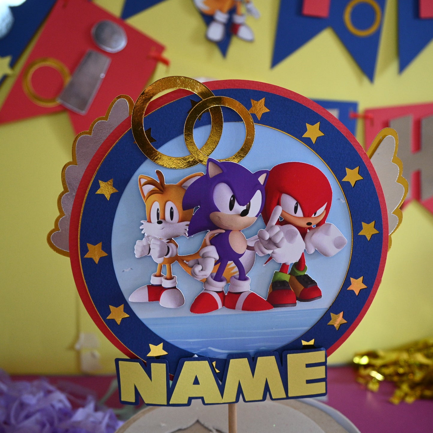 Sonic Party Pack - 3D Letter, Cake Topper & Banner