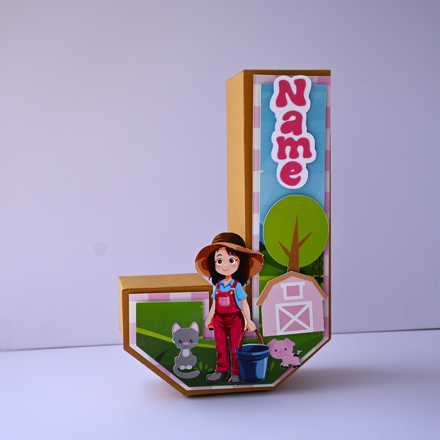 Farm Theme Girl 3D Letter Birthday Decoration - Customizable with Name or Age
