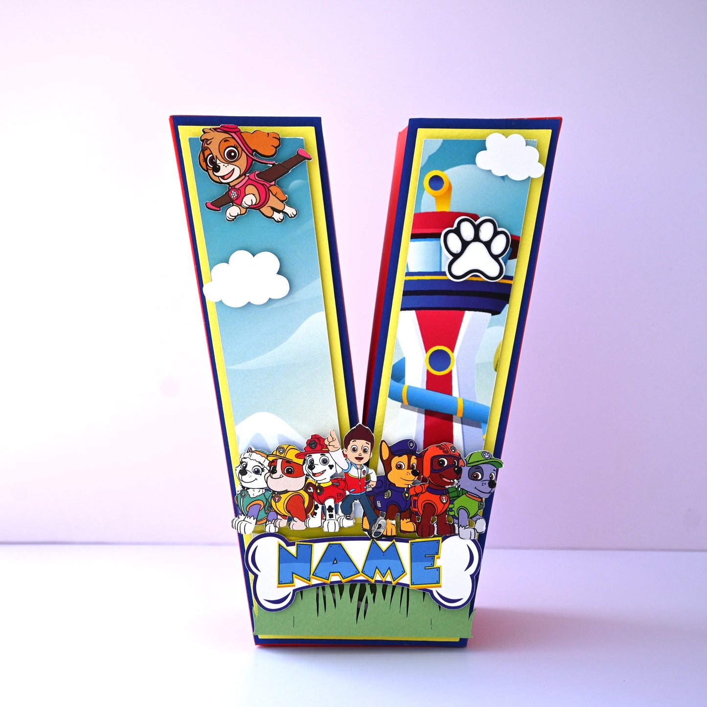 Paw Patrol 3D Letter Birthday Decoration - Customizable with Name or Age