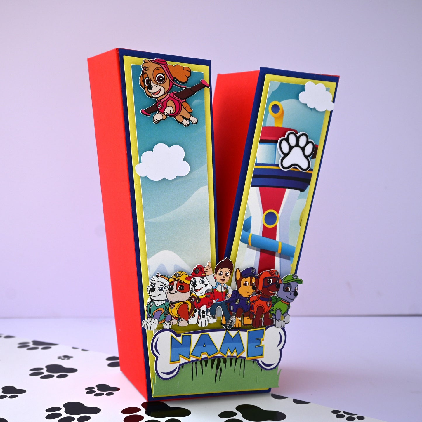 Paw Patrol 3D Letter Birthday Decoration - Customizable with Name or Age