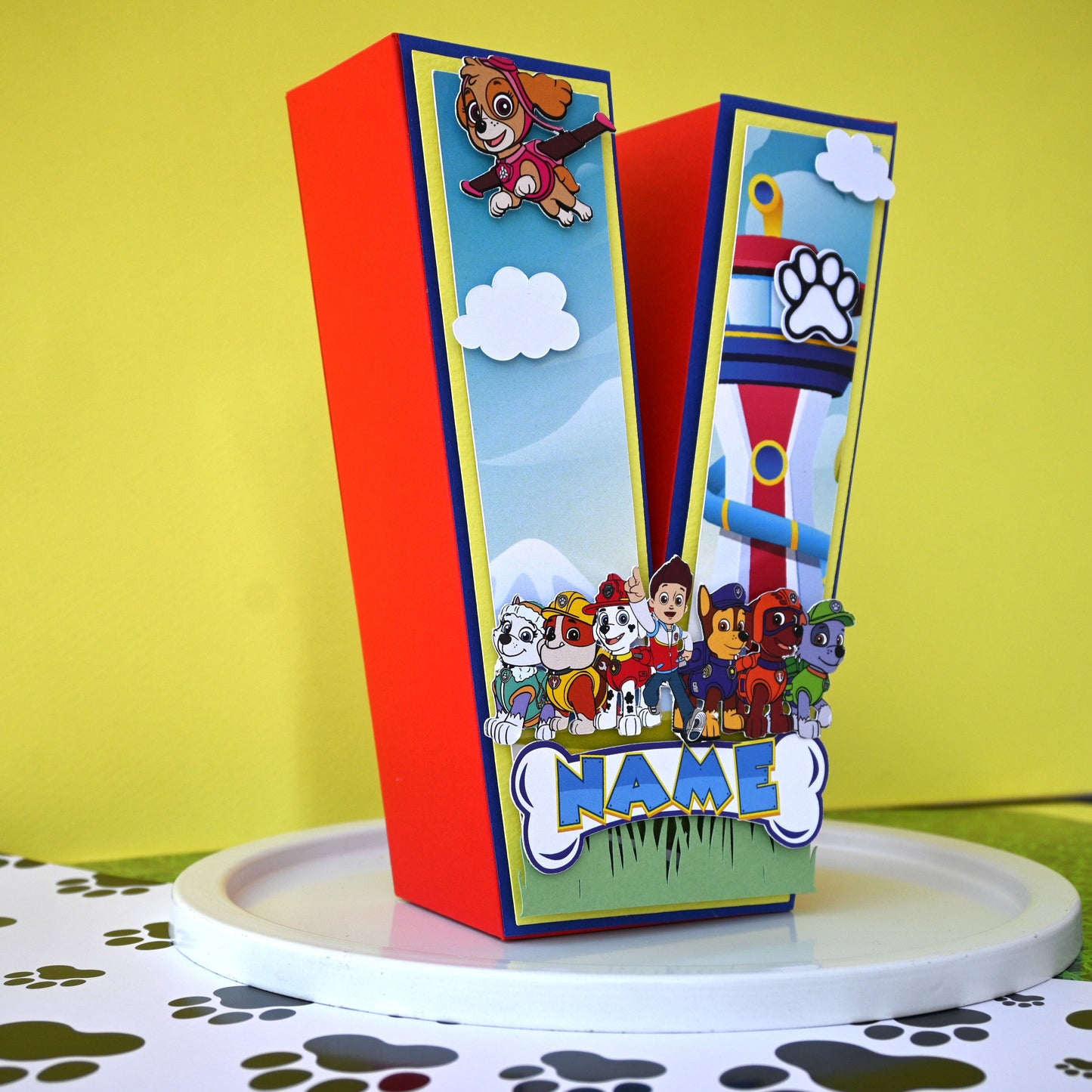 Paw Patrol 3D Letter Birthday Decoration - Customizable with Name or Age
