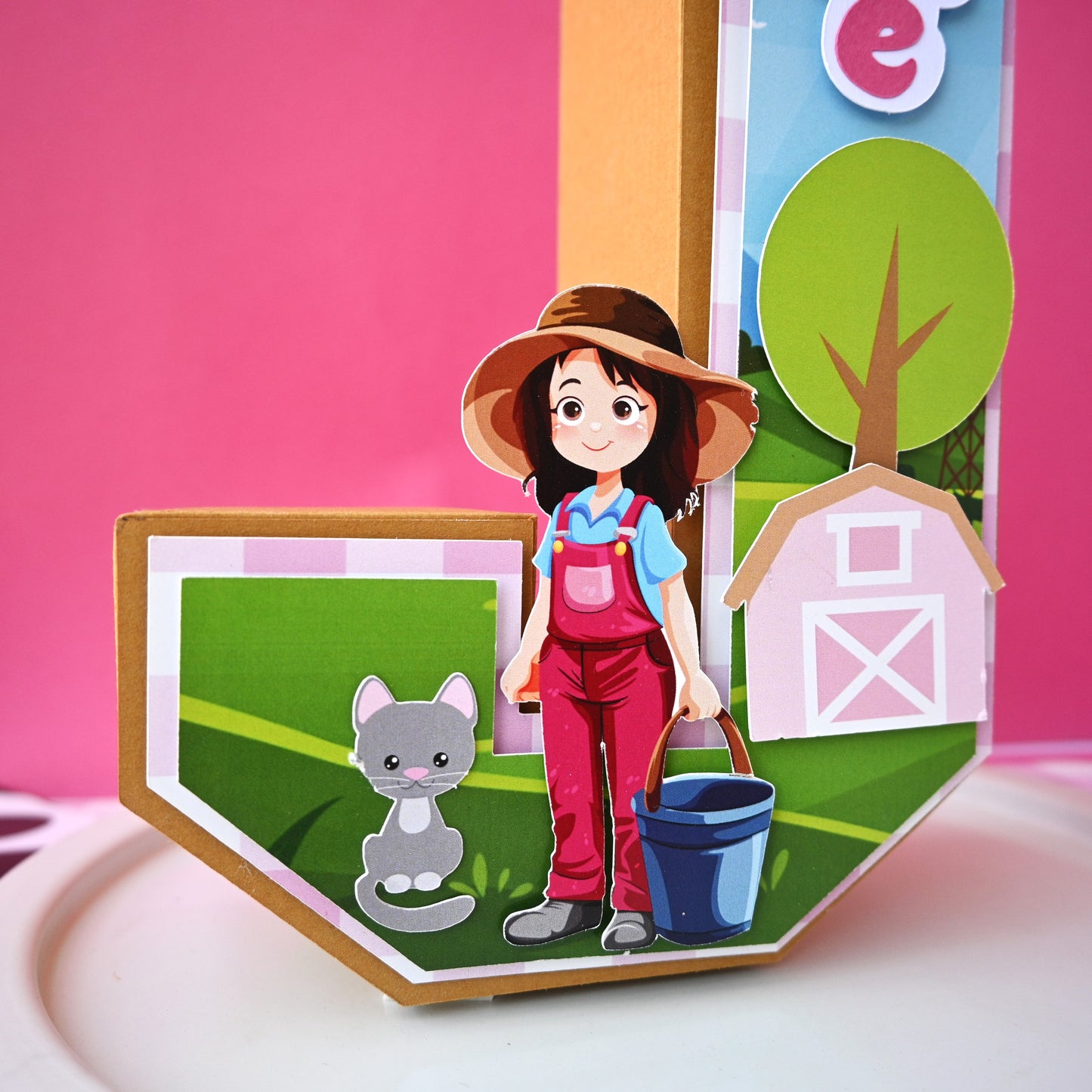 Farm Theme Girl 3D Letter Birthday Decoration - Customizable with Name or Age