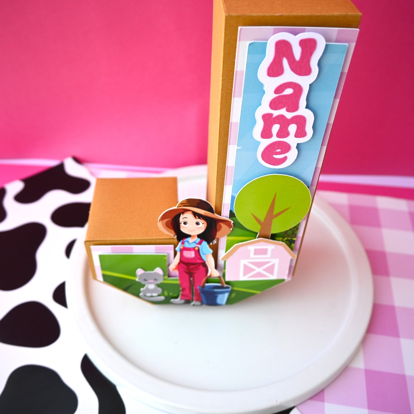 Farm Theme Girl 3D Letter Birthday Decoration - Customizable with Name or Age