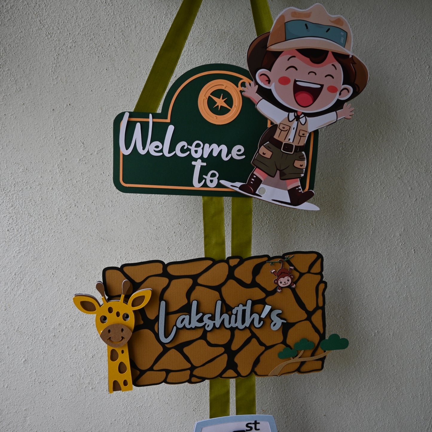 Handcrafted Jungle Welcome Banner - Safari Party Decoration