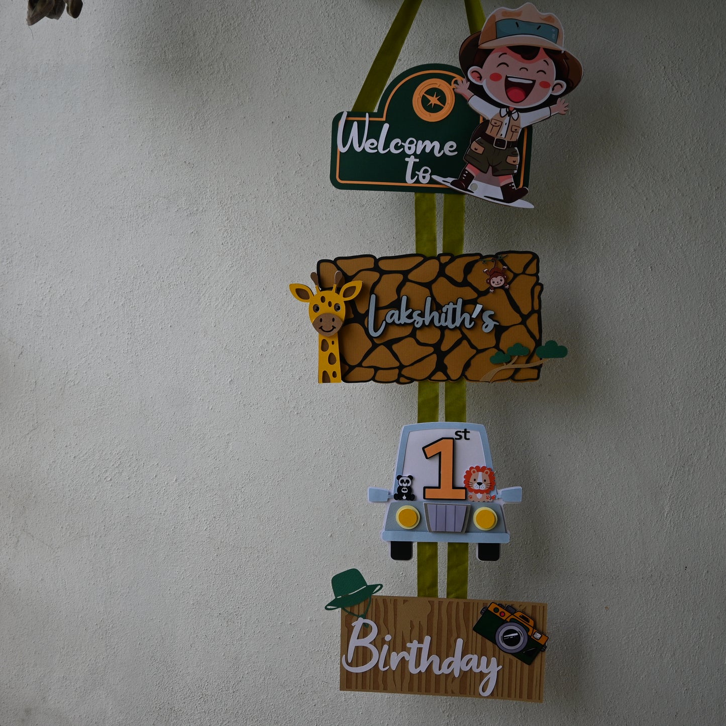 Handcrafted Jungle Welcome Banner - Safari Party Decoration