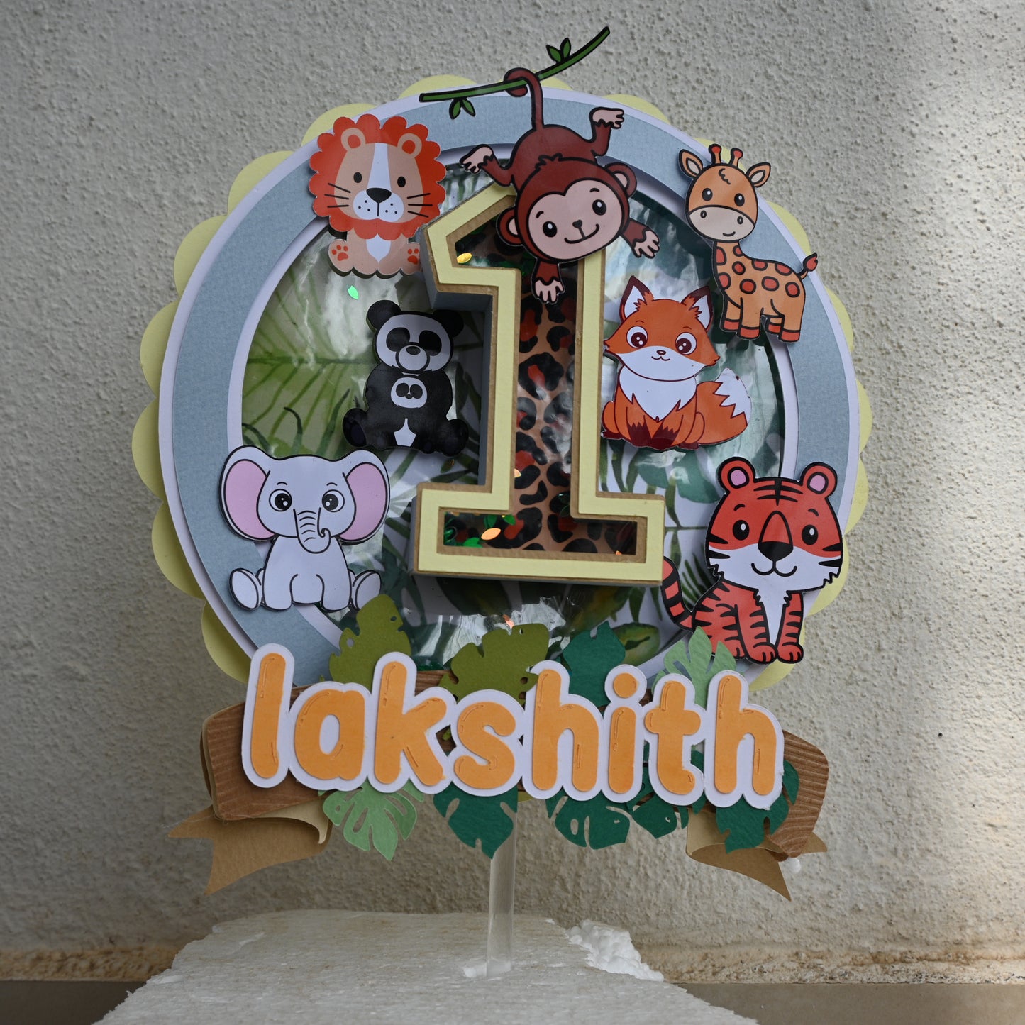 Handcrafted Jungle 3D Letter Cake Topper - Customizable with Name and Age