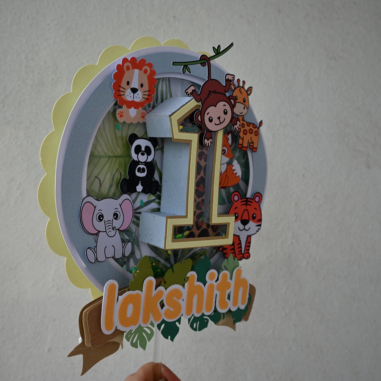 Handcrafted Jungle 3D Letter Cake Topper - Customizable with Name and Age