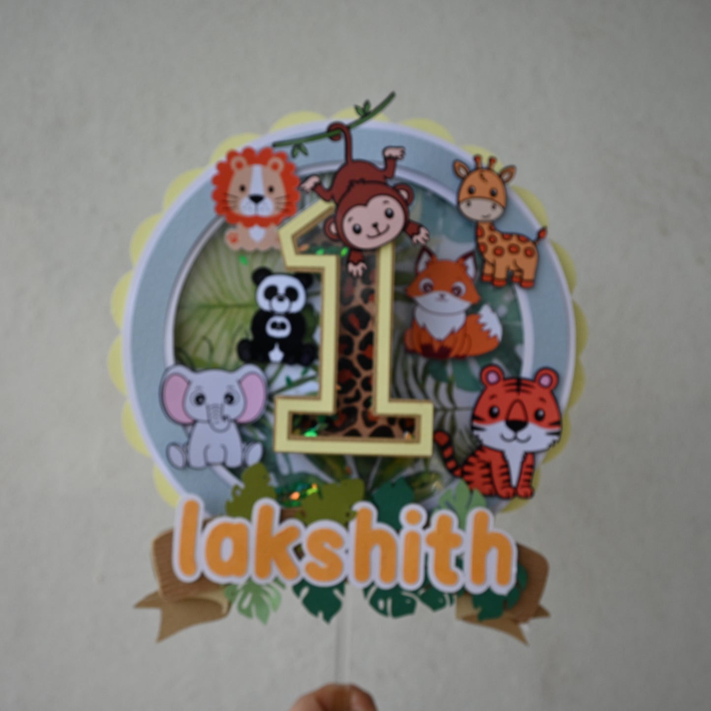 Handcrafted Jungle 3D Letter Cake Topper - Customizable with Name and Age