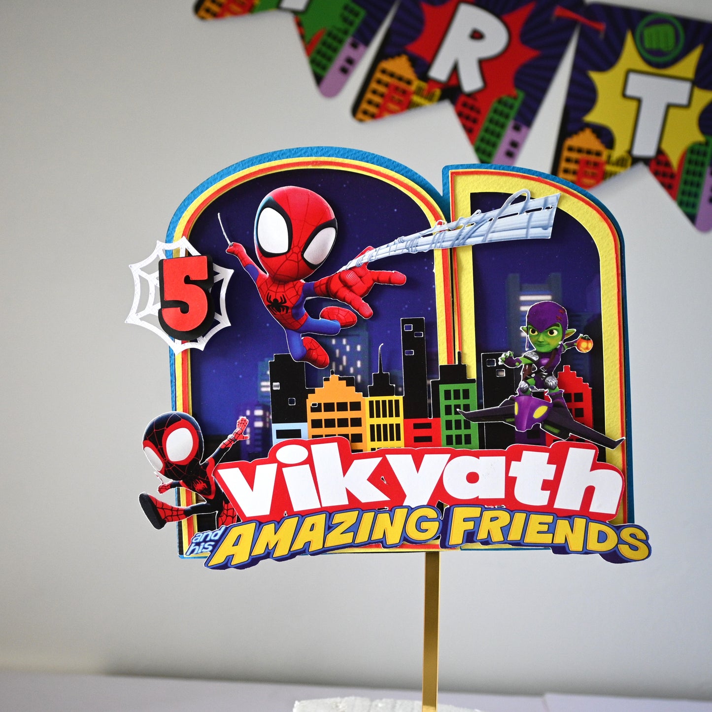 Spidey Complete Party Pack - Banner, 3D Letter & Cake Topper - Customizable