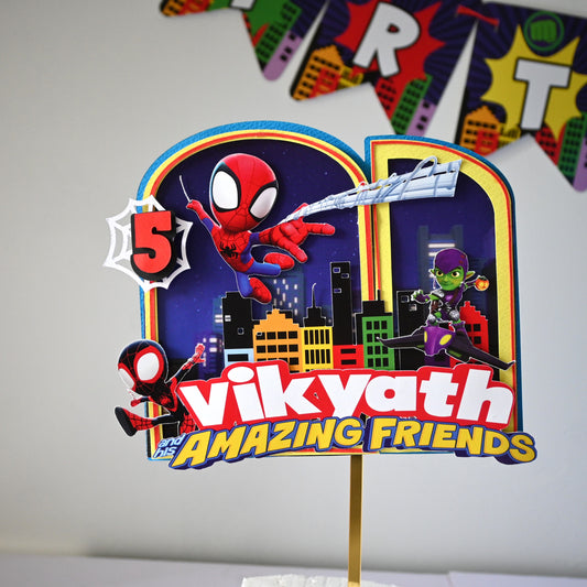 Spidey Cake Topper - Customizable with Name and Age