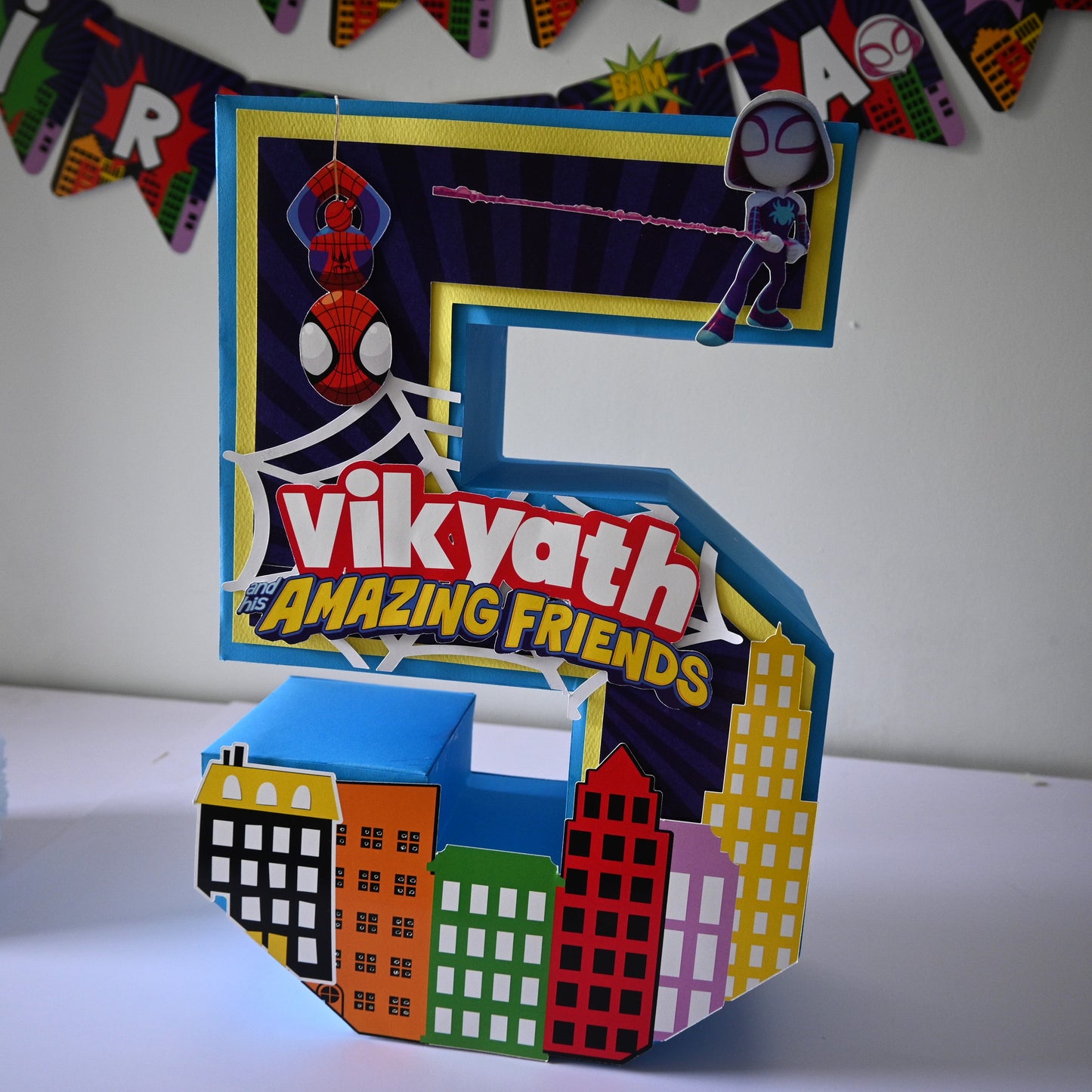 Spidey Complete Party Pack - Banner, 3D Letter & Cake Topper - Customizable