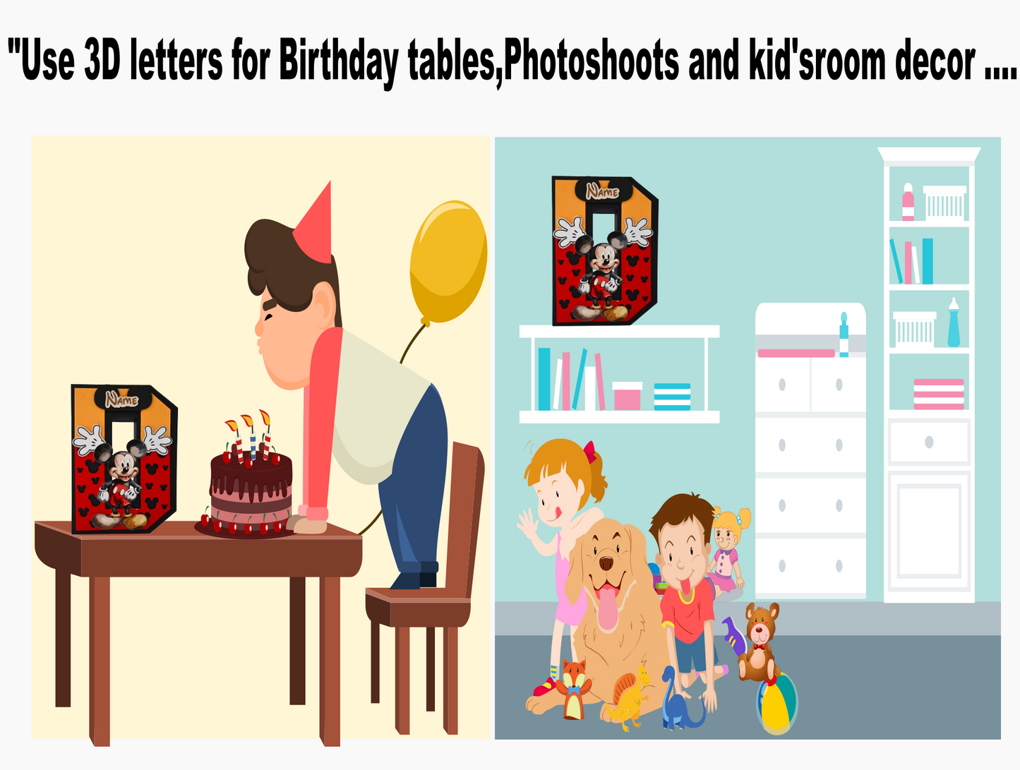 Mickey Mouse 3D Letter / Number