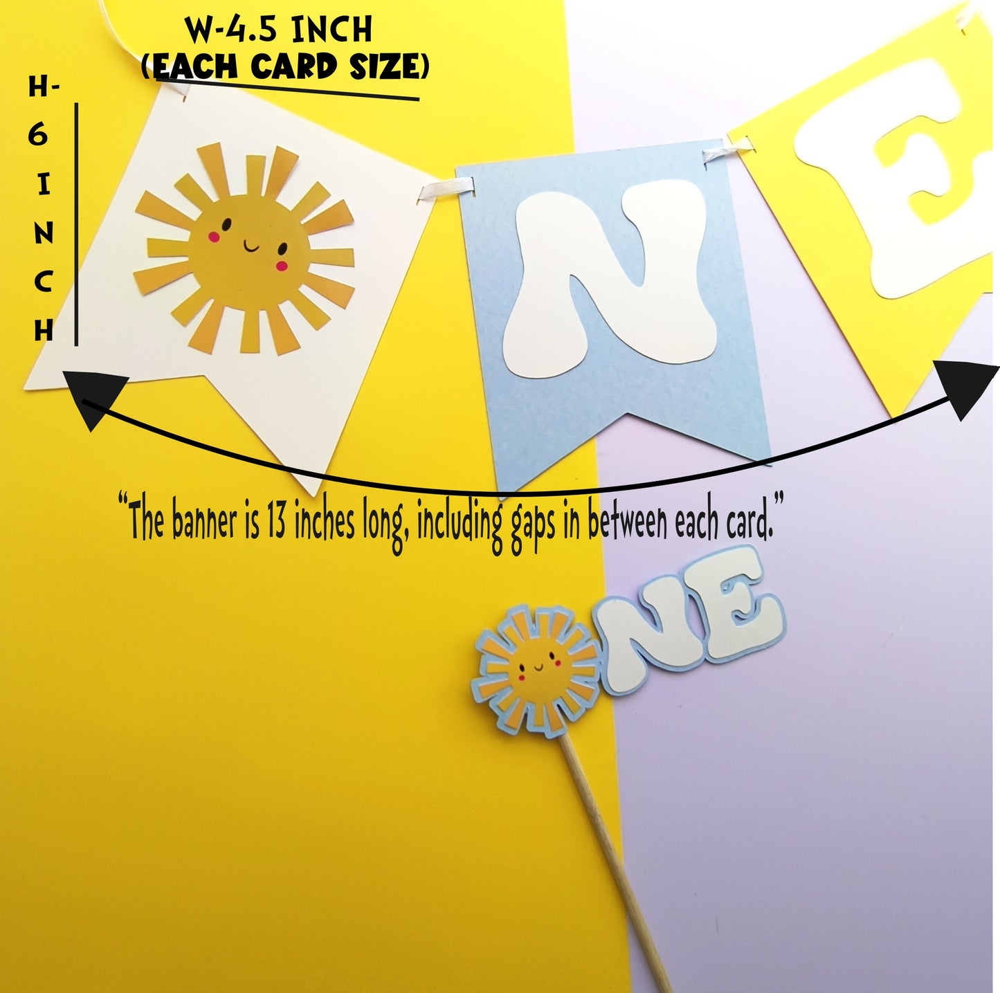 Sunshine High Chair Banner & Cake Topper Set - Handcrafted Party Decoration