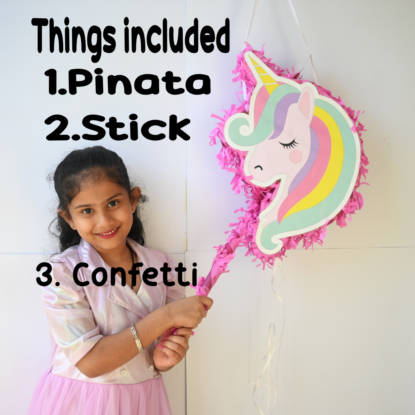 Unicorn Pull-String Piñata - Semi-Handcrafted Party Decoration