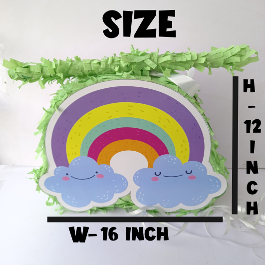 Rainbow Pull-String Piñata - Semi-Handcrafted Party Decoration