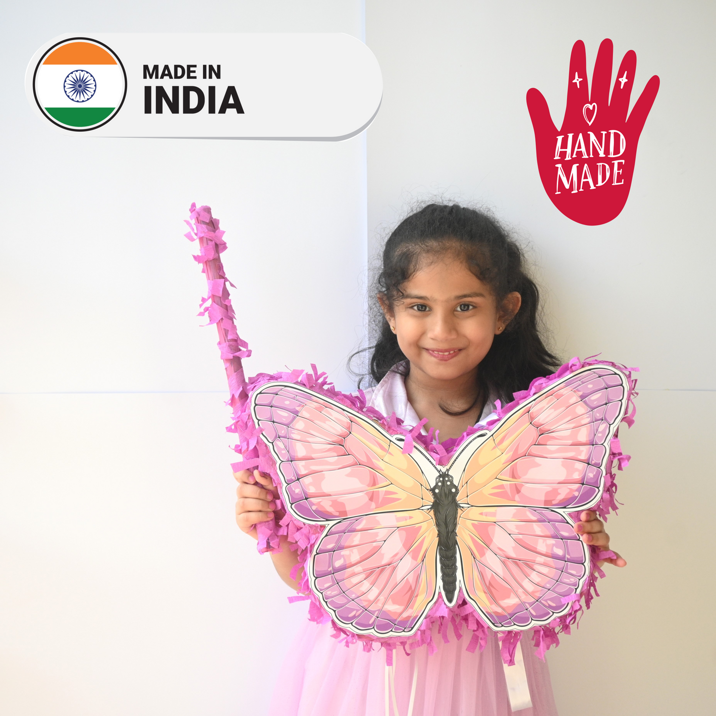 Butterfly Pull-String Piñata - Semi-Handcrafted Party Decoration