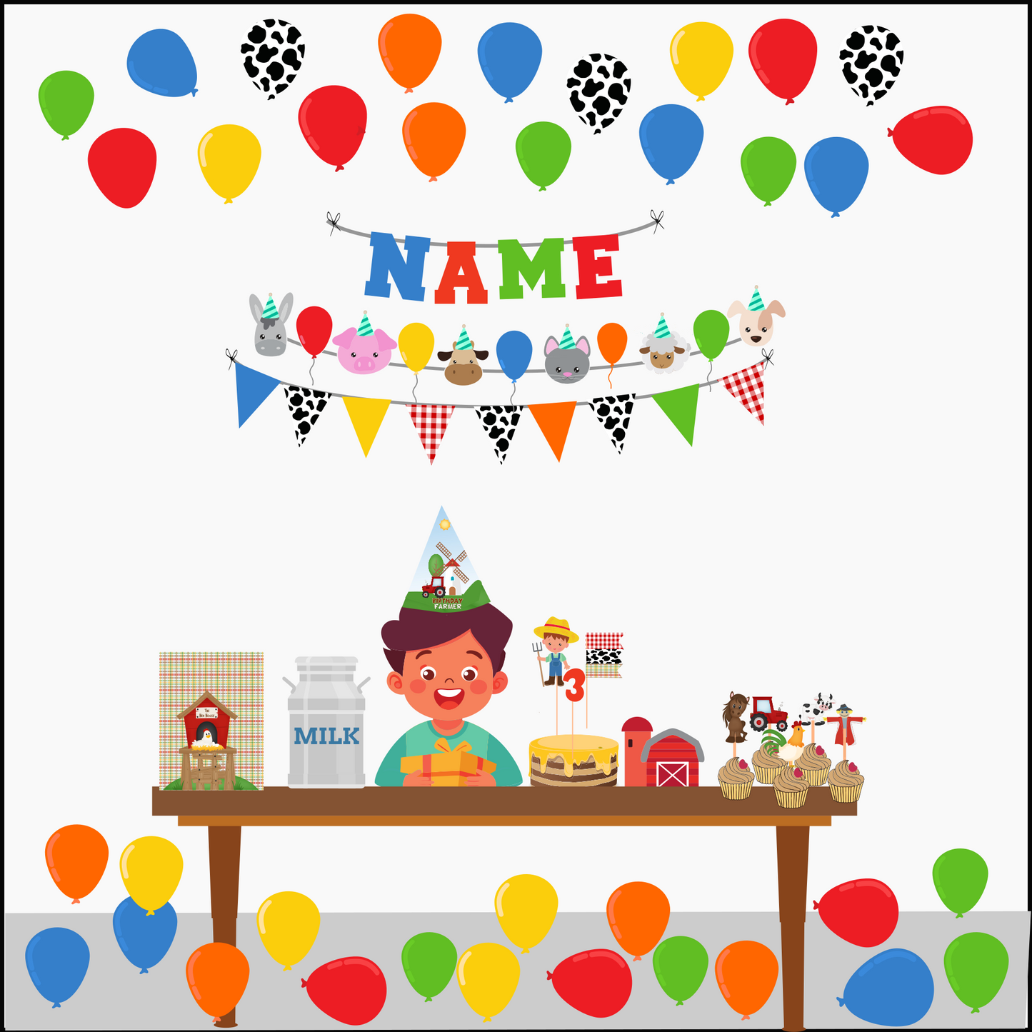 Farm Theme Birthday Party Pack for Boys