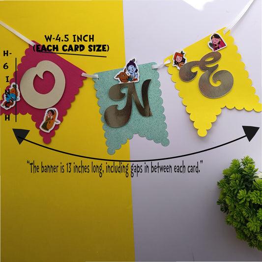 Krishna High Chair Banner & Cake Topper Set - Handcrafted Party Decoration