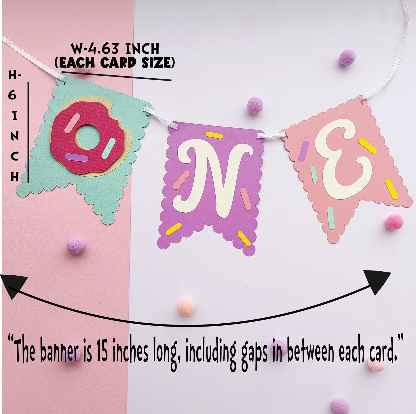 Donut High Chair Banner & Cake Topper Set - Handcrafted Party Decoration