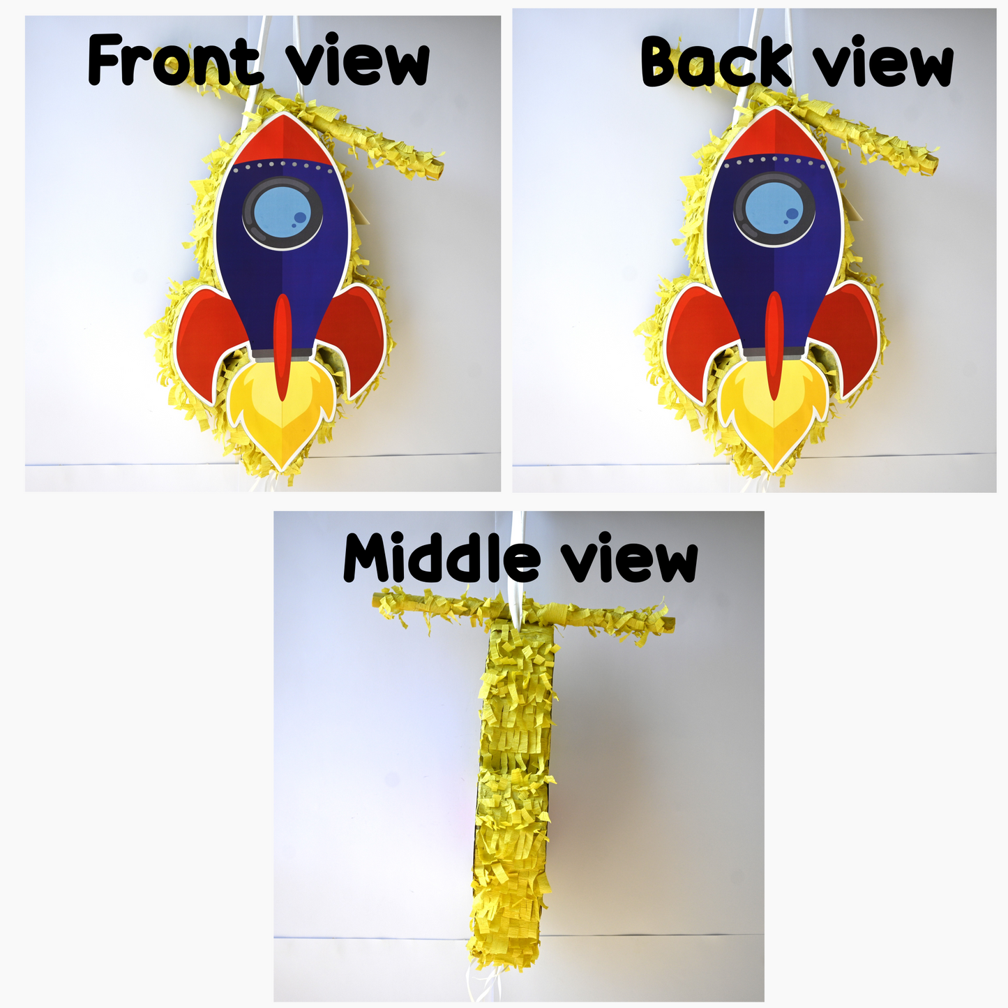 Rocket Pull-String Piñata - Semi-Handcrafted Party Decoration