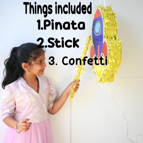Rocket Pull-String Piñata - Semi-Handcrafted Party Decoration