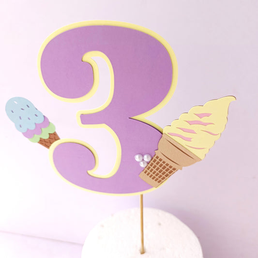 Ice Cream Cake Topper - Customizable with Name and Age