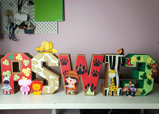 Jungle 3D Letter Birthday Decoration - Customizable with Name or Age