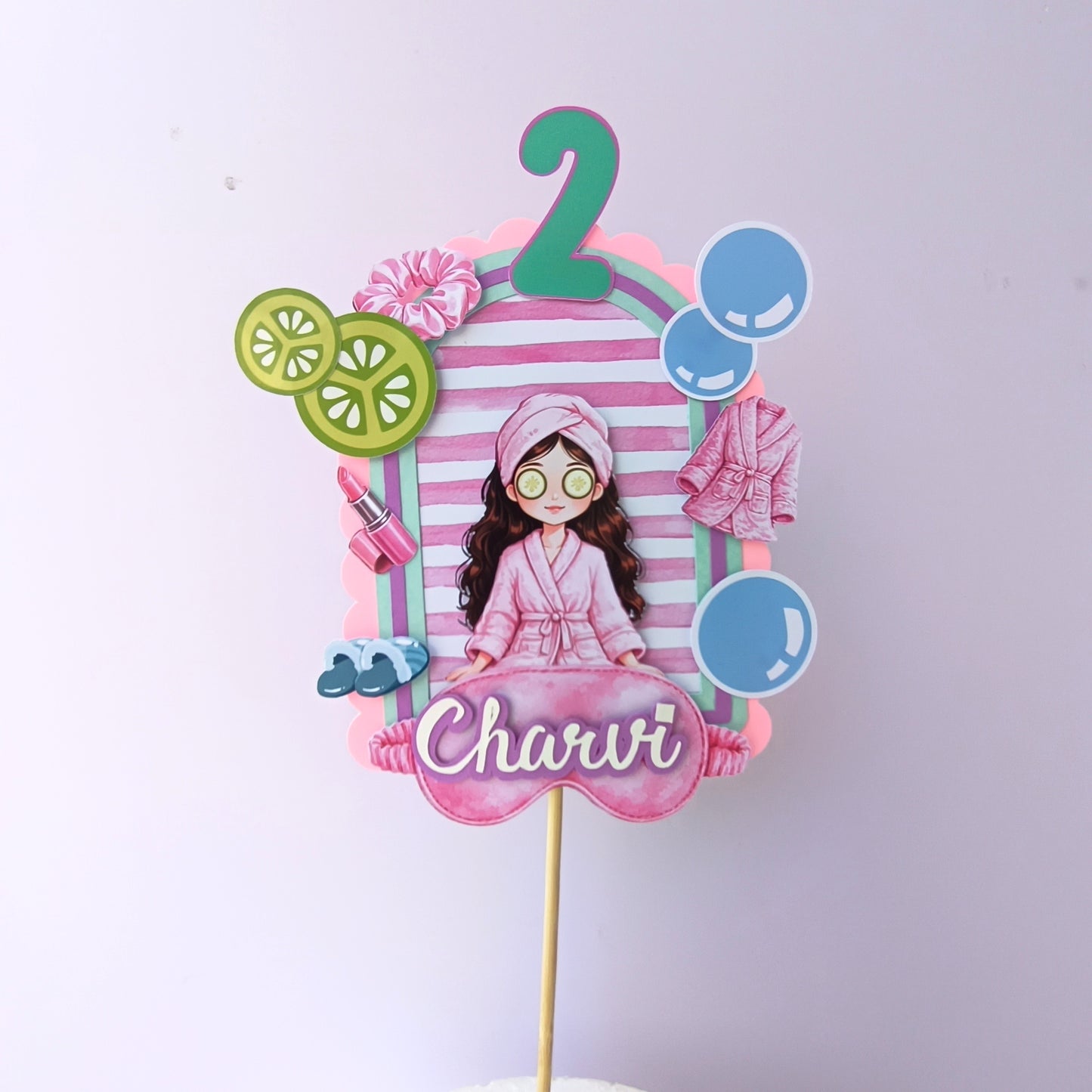Spa Theme Cake Topper – Handcrafted Party Decoration