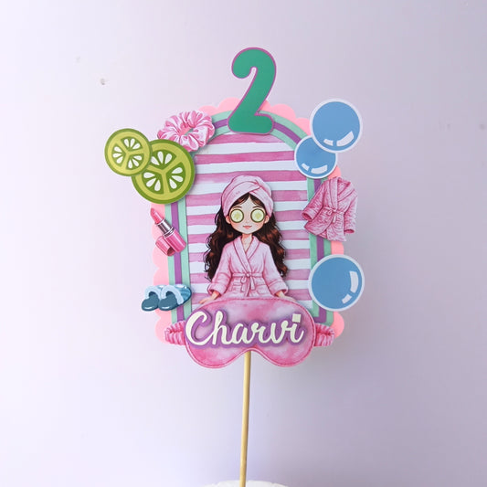 Spa Theme Cake Topper – Handcrafted Party Decoration