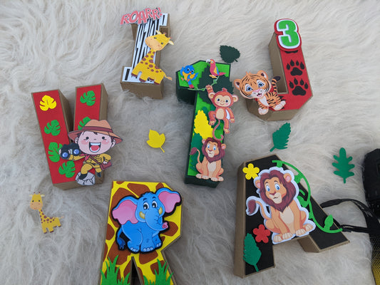 Jungle 3D Letter Birthday Decoration - Customizable with Name or Age