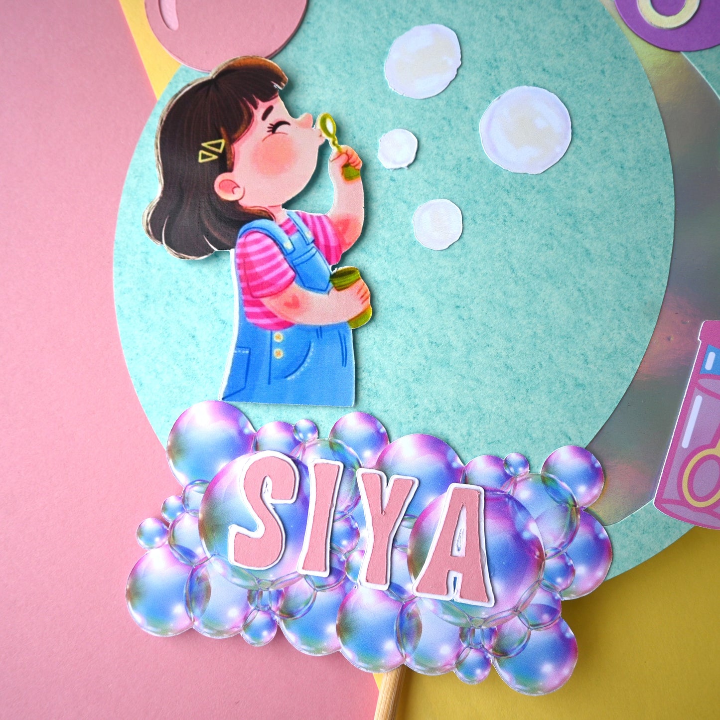 Bubble Theme Cake Topper – Handcrafted Party Decoration