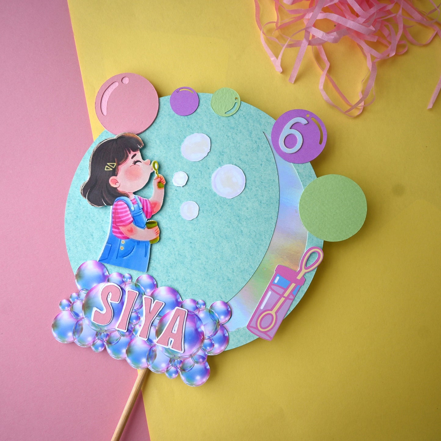 Bubble Theme Cake Topper – Handcrafted Party Decoration