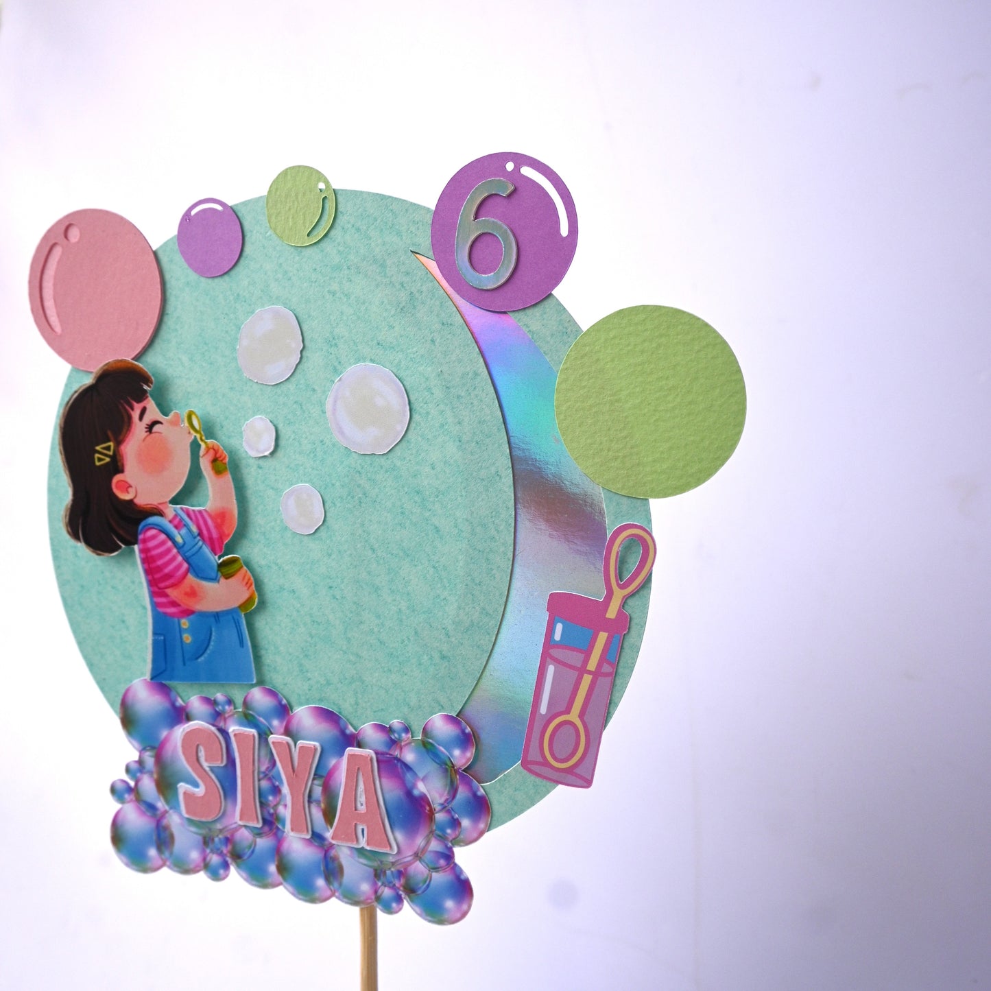 Bubble Theme Cake Topper – Handcrafted Party Decoration